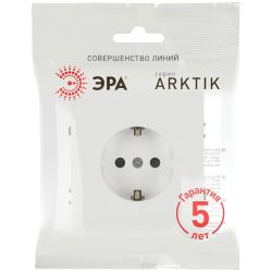 Розетка ЭРА Arktik 16-2102-08 с заземлением 2P+E Schuko со шторками 16А-250В белый матовый | Эра Arktik