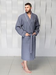 Мужской вафельный халат PATRICK серый