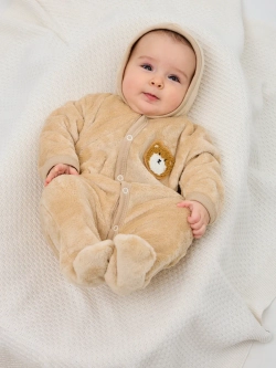 Теплый комбинезон для новорожденных плюшевый