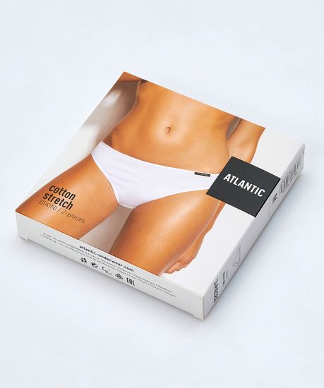 Женские трусы (2 шт.) слипы бикини Atlantic, хлопок, Basic 2BLP-581 белые