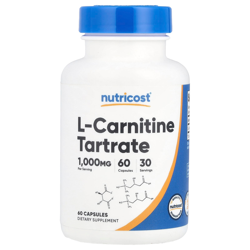 Nutricost, L-карнитин тартрат, 60 капсул (500 мг на капсулу)