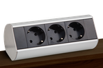 Настольный розеточный блок Ovaledesign в сборе: 3х220V, кабель 3м с вилкой