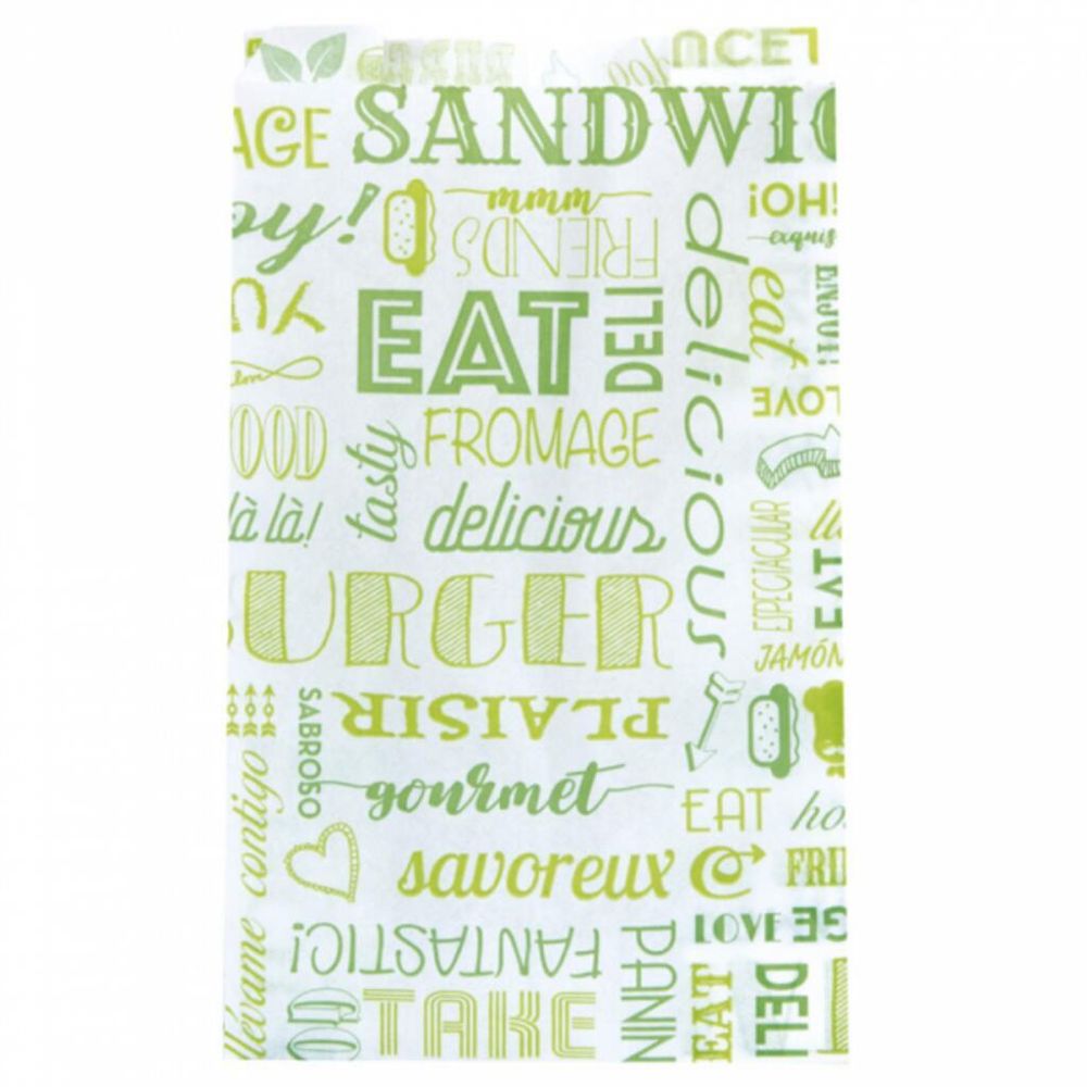 Пакет для гамбургера   14+7*22 см, зелёный, 500 шт/уп, жиростойкий пергамент, Garci