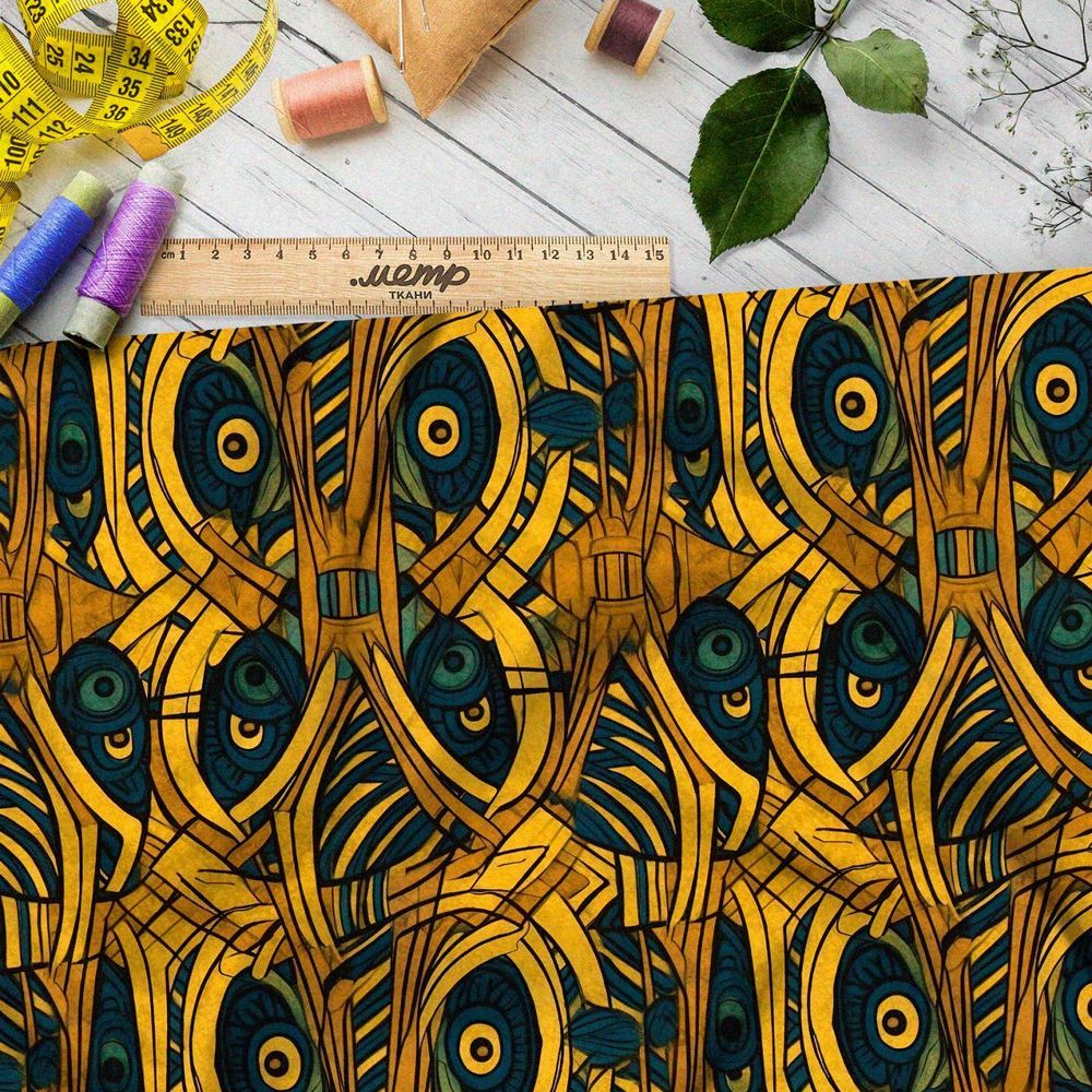 Ткань премиум атлас этнический флёр