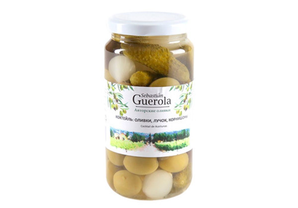 Коктейль с оливками, луком и корнишонами Guerola, 370г