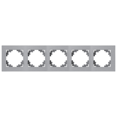Рамка 5-местная, металл, STEKKER, MFR00-7005-03, серия Катрин, серебро 50027