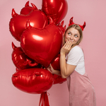 Ободок «Рожки Чертенка», в красном цвете, металлик