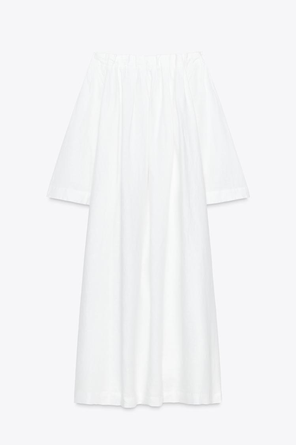 ZARA ДЛИННОЕ ПЛАТЬЕ ИЗ 100% ЛЬНА — ZW COLLECTION, БЕЛЫЙ