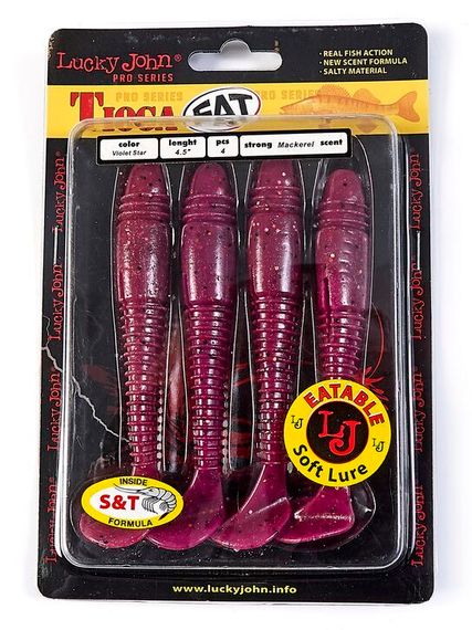 Виброхвосты съедобные LJ Pro Series TIOGA FAT 4.5in (11,4 см), цв. S26, 4 шт.