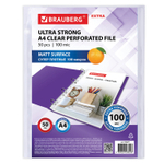 Файлы перфорированные А4 BRAUBERG "EXTRA 1000" комплект 50 шт. матовые плотные 100 мкм (3 штуки в упаковке)