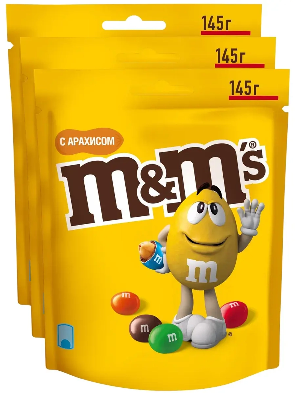 Конфеты M&M's шоколадное драже с арахисом 145 г * 3 шт