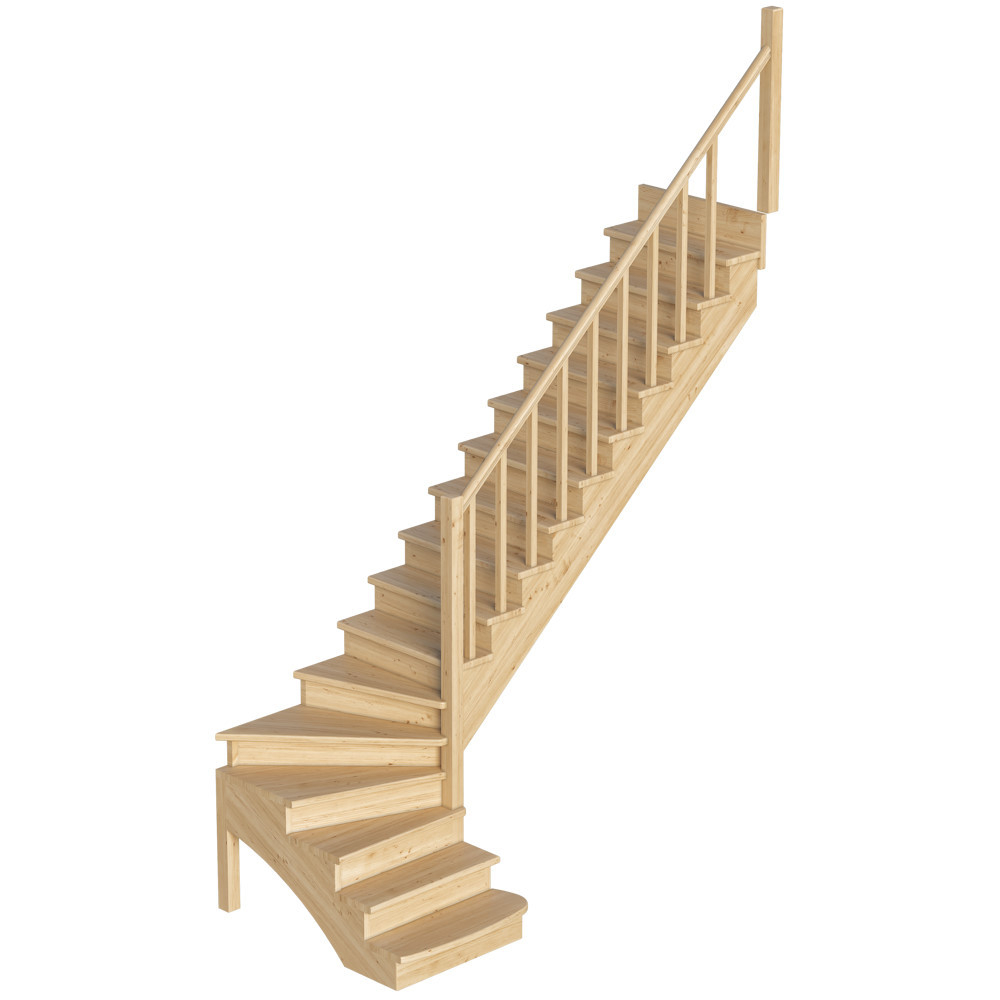 Лестница на второй этаж К-001м/5 Правая c подступенками