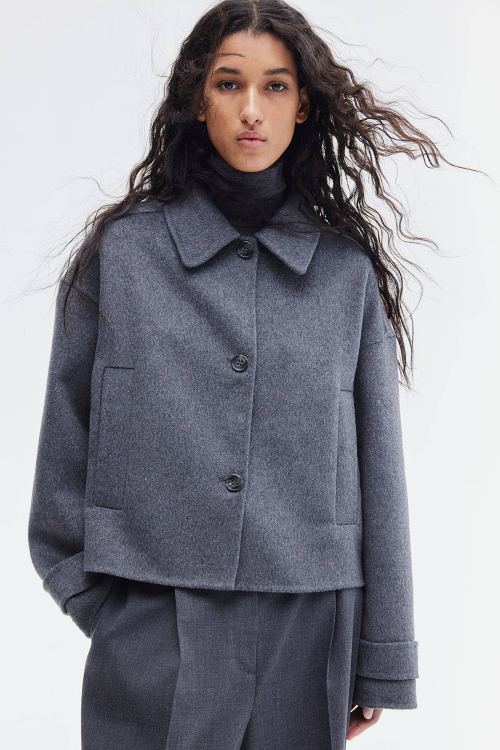 H&M Куртка ручной работы из смесовой шерсти, темно-серый