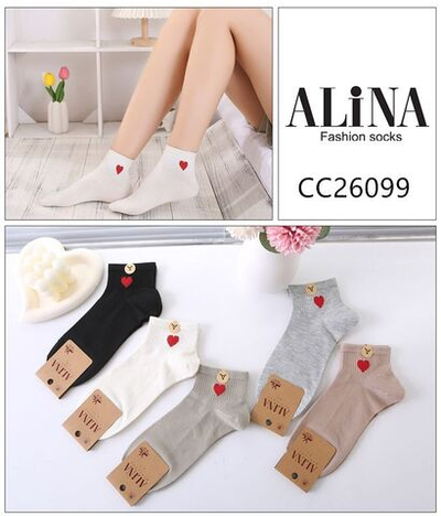 Женские укороченные носки с сердечком - 10 пар