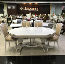 Стол обеденный Юкка (дуб/тон 1 с золотой патиной/ножка Люкс-1) 105х170(215/260/305)