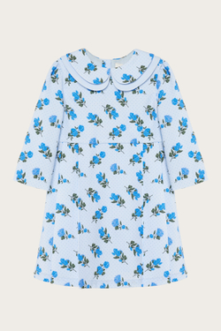 Платье "Паула" голубое с гортензиями