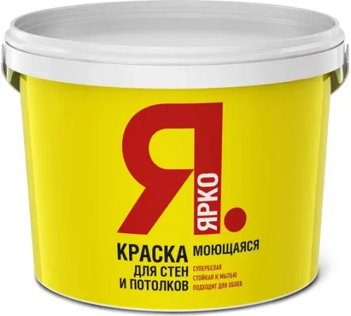 Краска ЯРКО белая 6кг матовая для стен и потолков СРОКИ