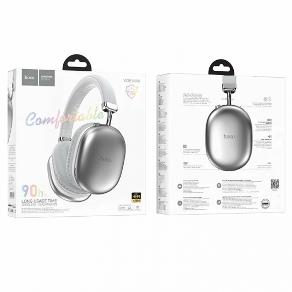 Беспроводные наушники Hoco W35 MAX, 013302 серебристый