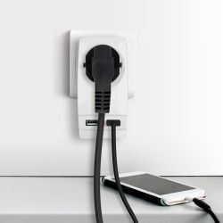 Разветвитель электрический ЭРА SP-1e-USB-W на 1 розетку + 2 USB с заземлением 16А белый | Тройники