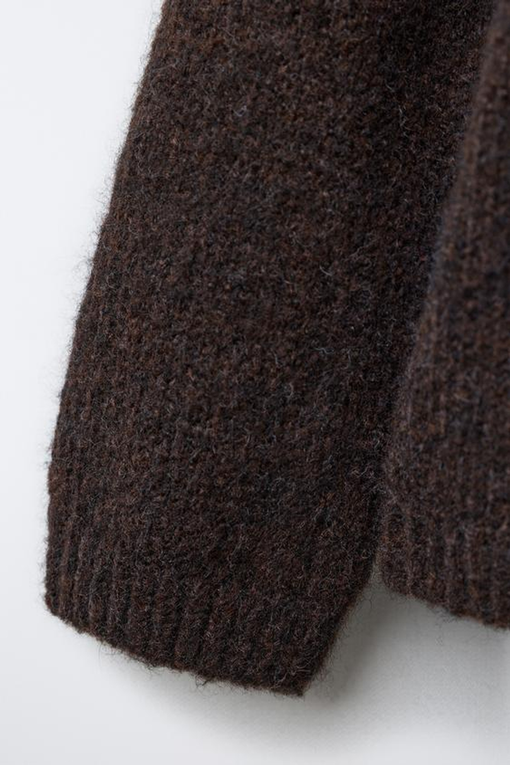 ZARA КАРДИГАН «2 В 1» ИЗ СМЕСОВОЙ ШЕРСТИ С КРУЖЕВОМ, КОРИЧНЕВЫЙ