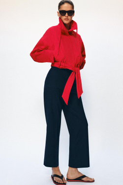 ZARA КУРТКА С ПОЯСОМ — ZW COLLECTION, ЯРКО-КРАСНЫЙ