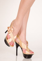 Золотистые туфли с розочкой 39 (Цвет: золотой с черным)