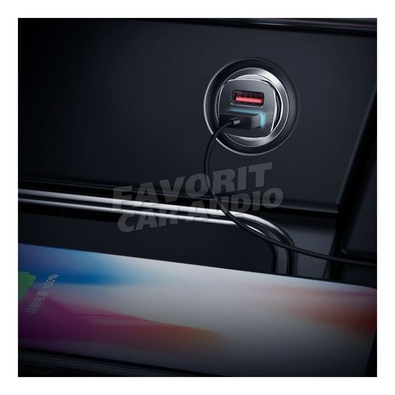 АЗУ 2USB Baseus Square 2100mAh металл QC3.0 серебряный