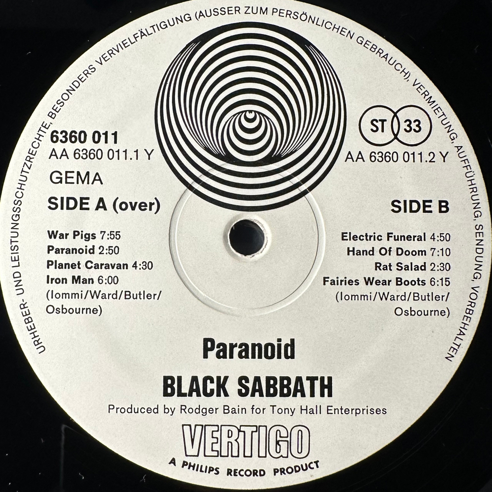 Black Sabbath ‎– Paranoid (Германия 1979г.)