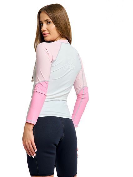 Футболка рашгард лонгслив Sargan Агидель UPF 50+ женская бело-розовая