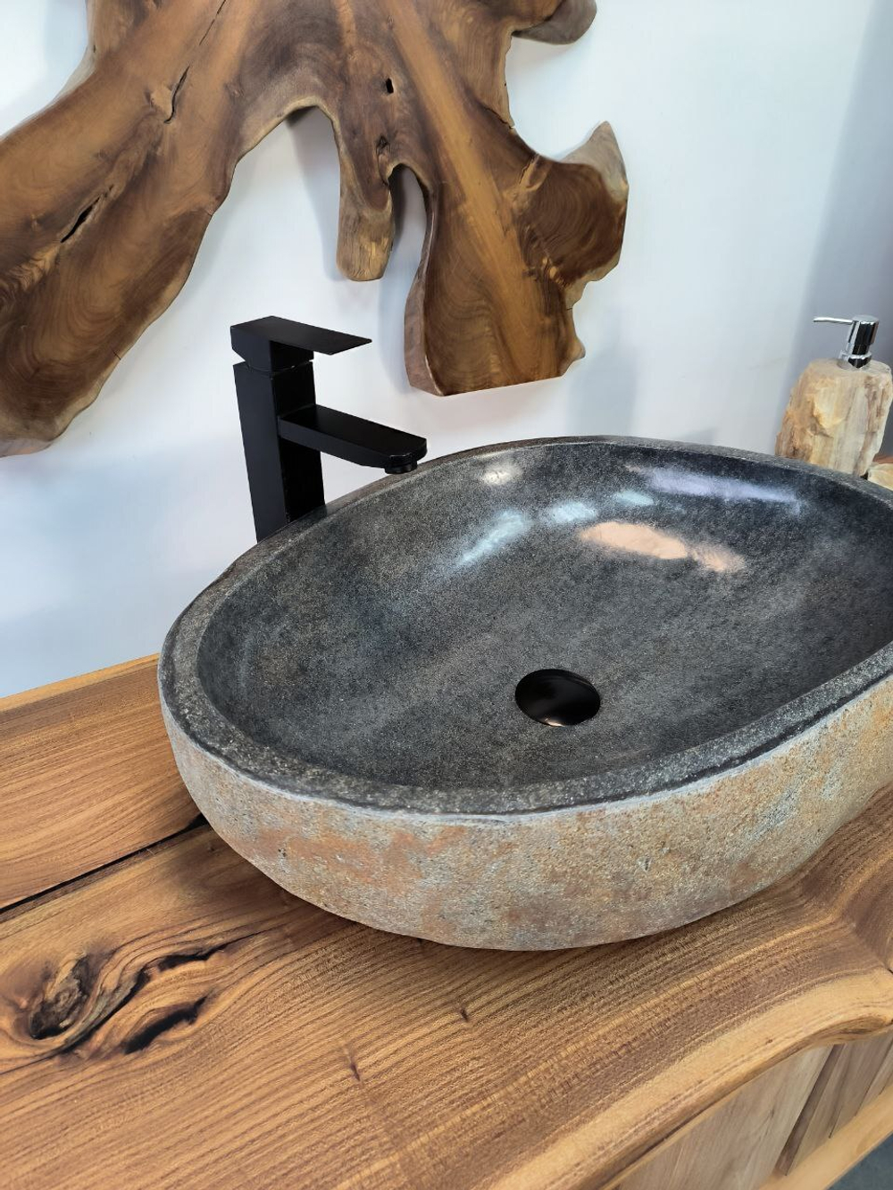 Раковина из речного камня RS-65906 60х43х14 из натурального камня
