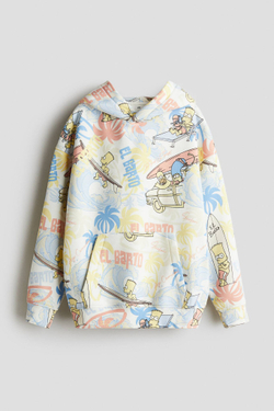 H&M Толстовка с капюшоном и принтом, светло-голубой