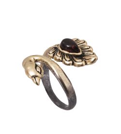 AM-4073 Кольцо «Павлин Королевский» (латунь, янтарь)