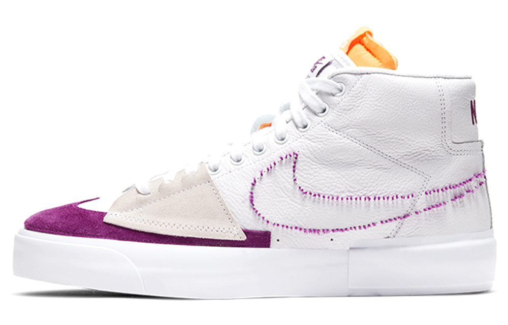 Nike Blazer Edge Lakers color matching detachable mid-top sneakers for men and women the same style white and purple