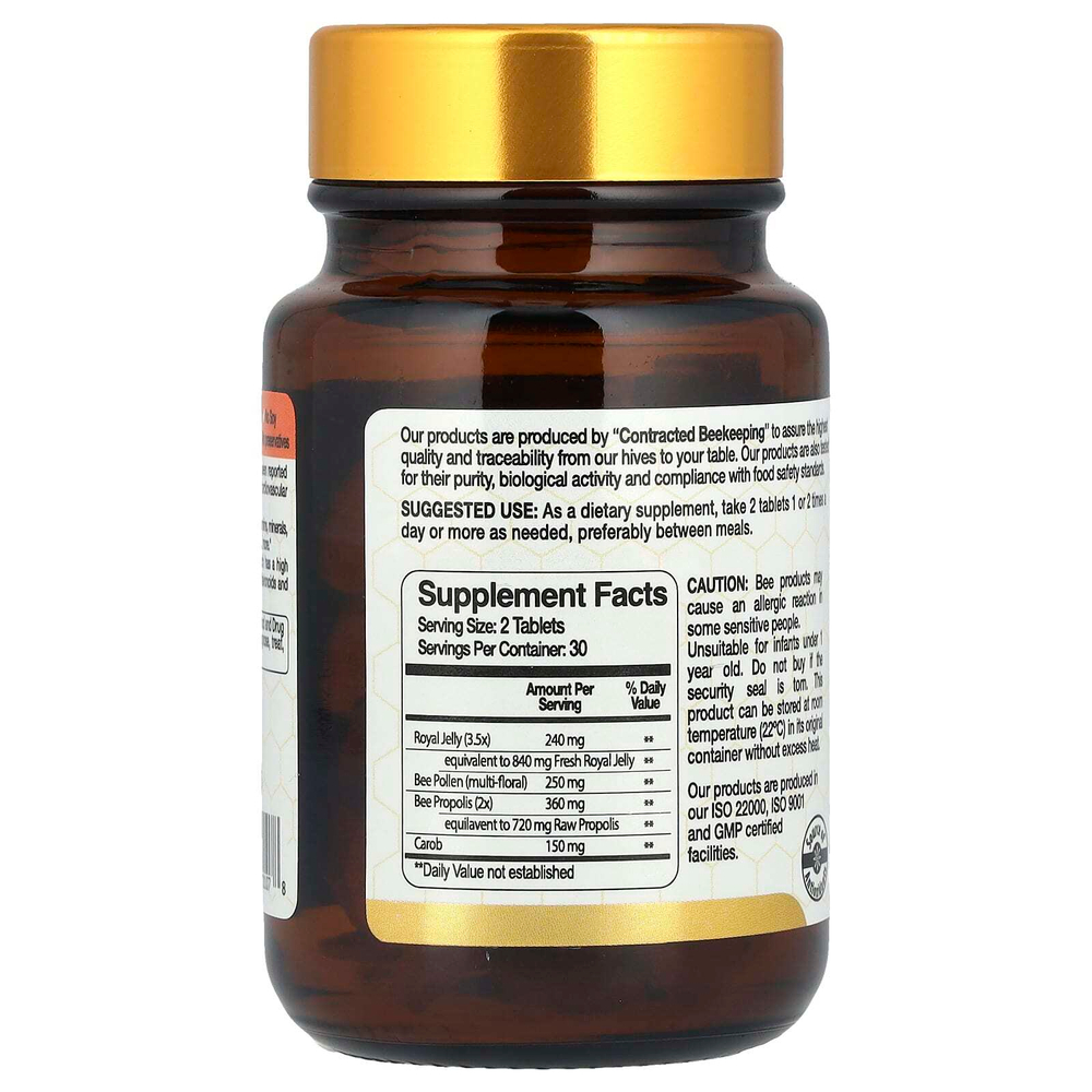 Bee & You, Маточное молочко, пчелиная пыльца, прополис, 60 таблеток