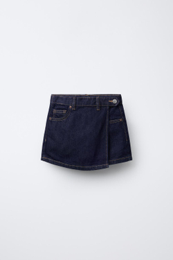 ZARA ДЖИНСОВАЯ ЮБКА-ШОРТЫ, ТЕМНО-СИНИЙ