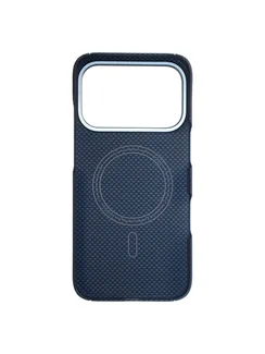 Карбоновый чехол для IPhone 17 Pro with MagSafe синий квадрат (Blue)