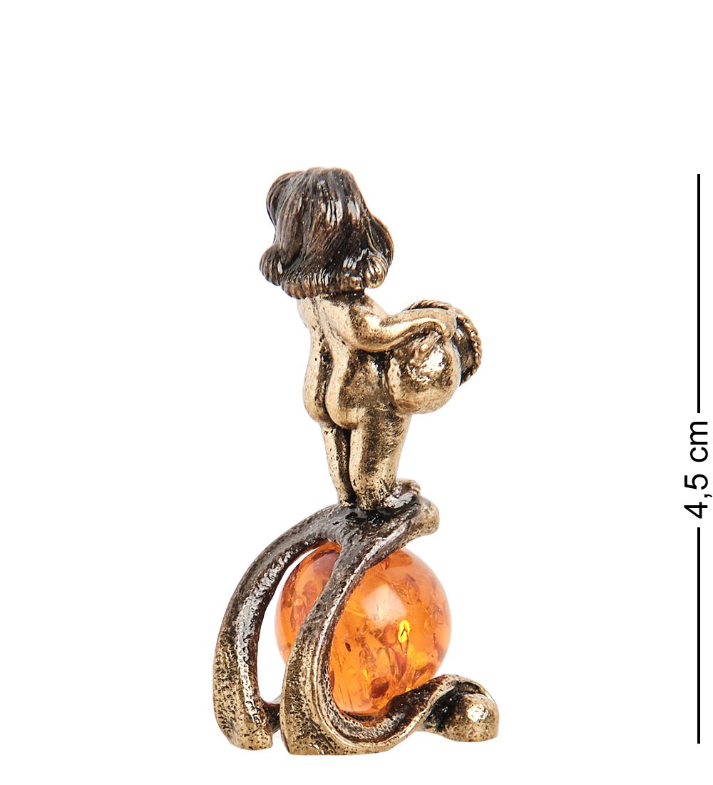 Народные промыслы AM- 313 Фигурка «Знак зодиака - Водолей» (латунь, янтарь)