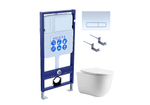 Унитаз подвесной с инсталляцией Aquatek Классик SET AQUATEK КЛАССИК cm-021 4в1 белый/кнопка белая, безободковый, с крышкой микролифт