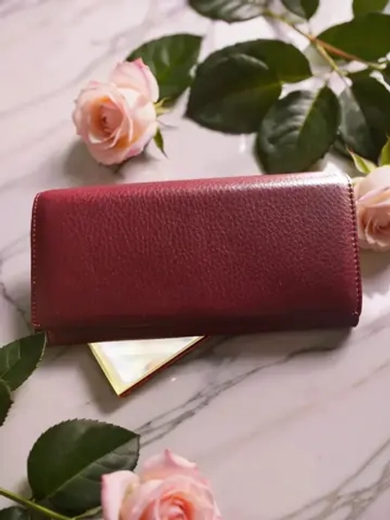 Компактный кошелек натуральная кожа бордо