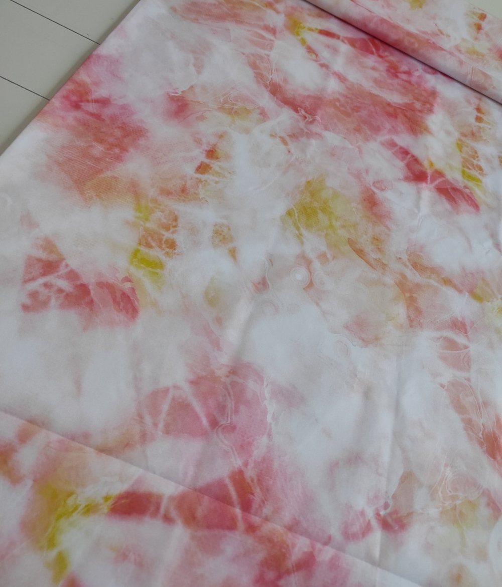 Дюспо (курточная ткань). Принт- Тай дай оранжевый