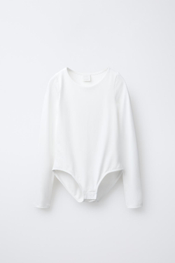 ZARA БОДИ ИЗ ПОЛИАМИДА, БЕЛЫЙ