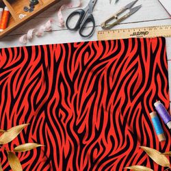 Ткань шелк Армани чёрно-красный тигр