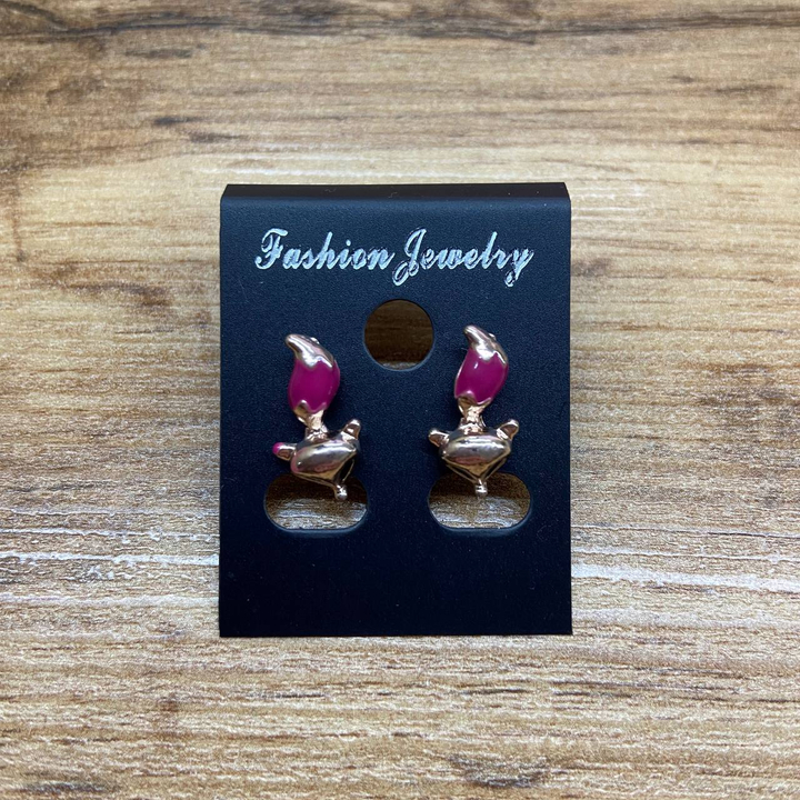 Серьги Small Лисичка эмаль цветная цвет малиновый металл золотистый