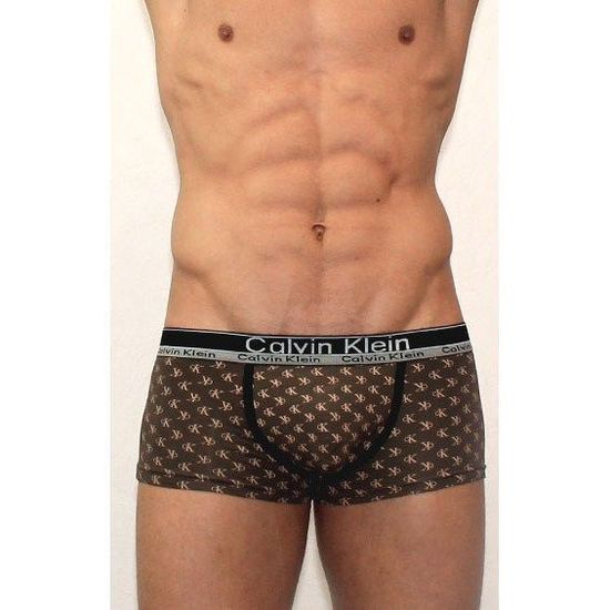 Мужские трусы боксеры коричневые с буквами Calvin Klein Brown Trunks  Модал