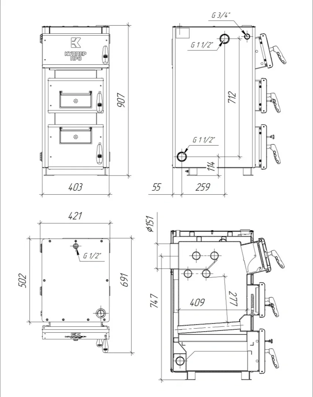 Отопительный котел Куппер ПРО-16 (2.0)
