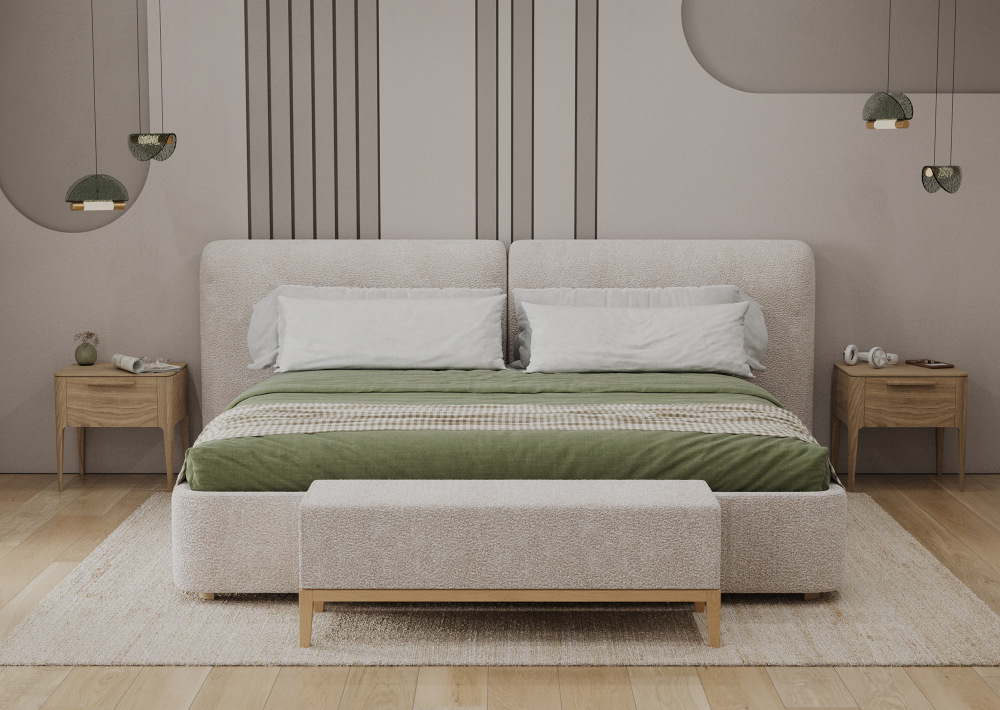 Банкетка Fjord 120 см (молочный букле, бук)