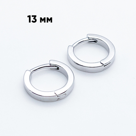 Ювелирные швензы Конго с родиевым покрытием, размер 13 мм, цена за пару