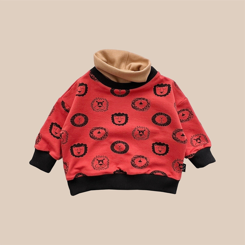 Свитшот Lion Boy (томат + львы) с воротом «охра»