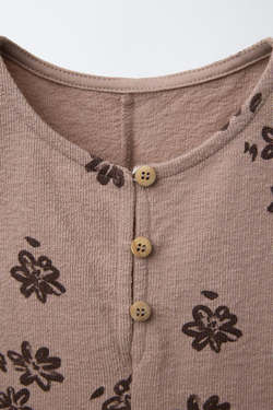 ZARA КОМБИНЕЗОН С ЦВЕТОЧНЫМ ПРИНТОМ, ШОКОЛАДНЫЙ