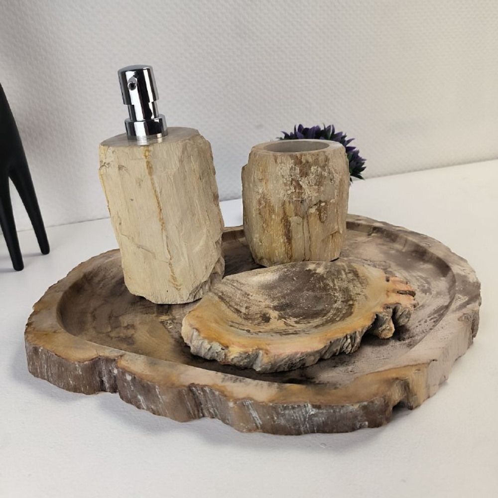Набор из окаменелого дерева 4 предм Fossil Set NF-63064 поднос 33см*39см